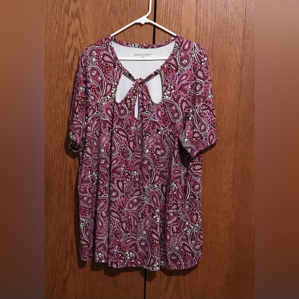 Jessica London Size 22/24 Printed Paisley Top Shirt